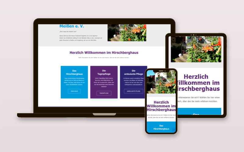Webseiten Mockup mit blau lila Seite